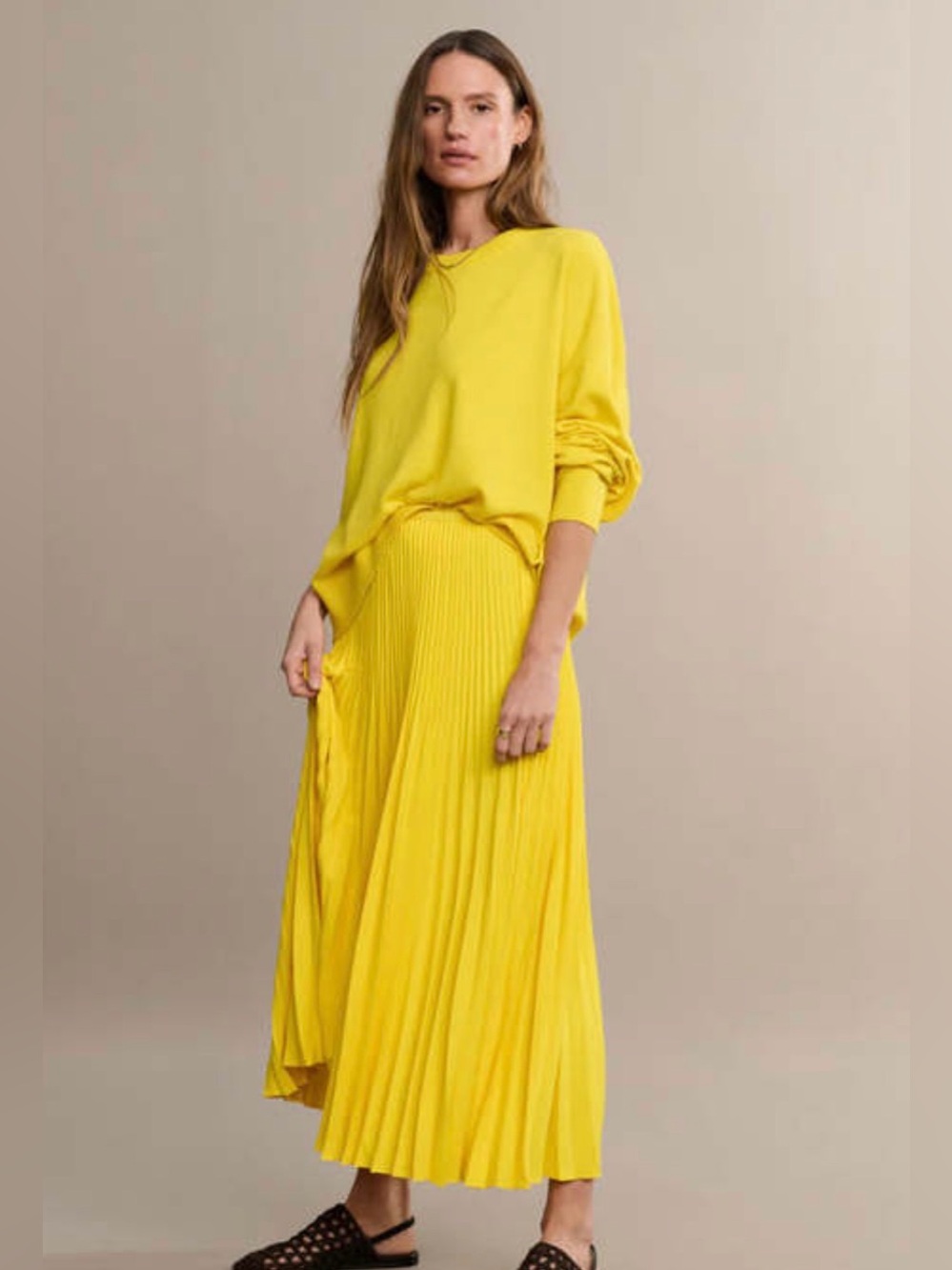 Jenni Kayne Yellow Pleated Maxi Skirt, like new size xxl💛💛 - Picture 4 of 10